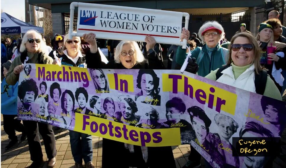 women marching